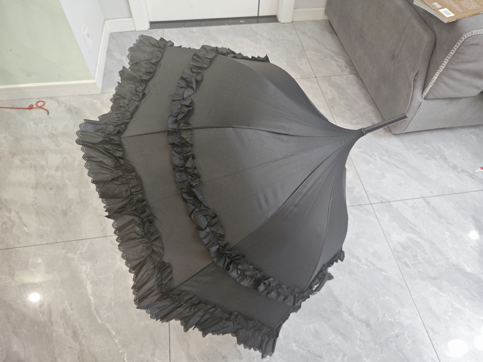 Pagoda princess umbrella frill ruffle lolita cosplay beige Pagoda princess umbrella frill ruffle lolita cosplay beige