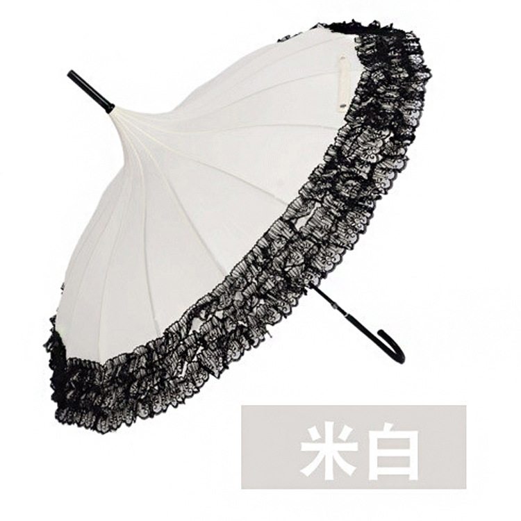 lace pagoda princess umbrella parasol lolita cosplay beige