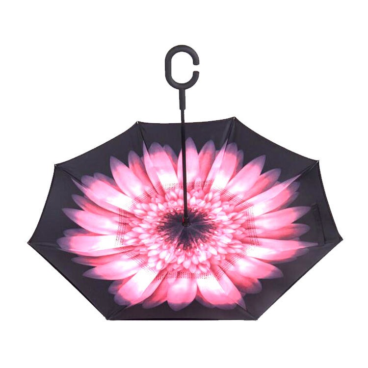 White Pink Big flower inverted umbrellas upside down reverse wholesale
