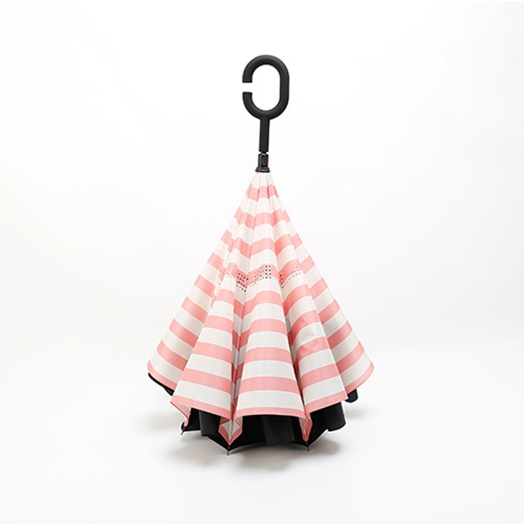 Pink strapes inverted umbrellas upside down reverse wholesale Pink strapes inverted umbrellas upside down reverse wholesale