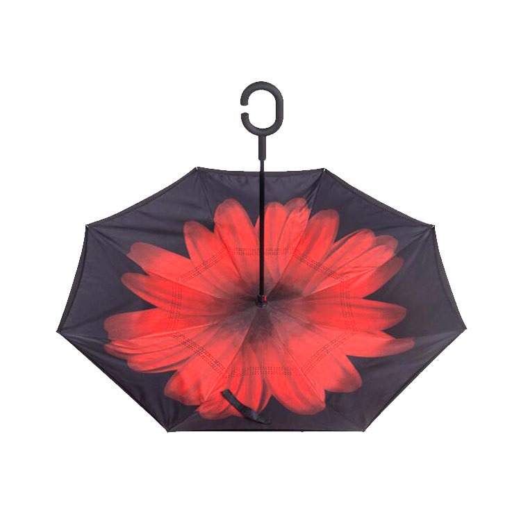 Red Flower inverted umbrellas upside down reverse wholesale Red Flower inverted umbrellas upside down reverse wholesale