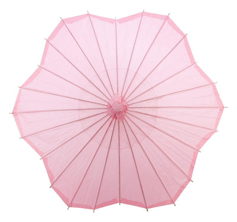 pink scalloped blossom flower solid color paper parasols umbrellas wholesale