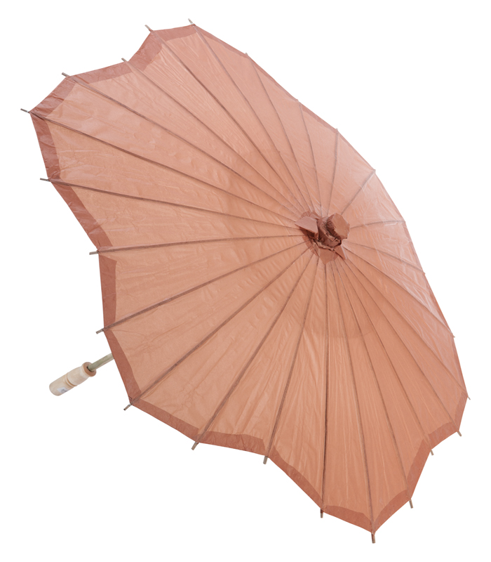 brown scalloped blossom flower solid color paper parasols umbrellas wholesale