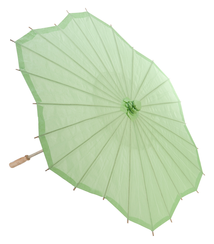 light lime scalloped blossom flower solid color paper parasols umbrellas wholesale