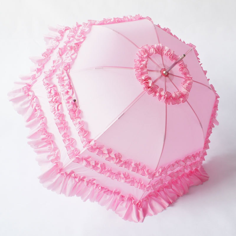 Pink Umbrella with 3 Frills Ruffles Lolita Cosplay