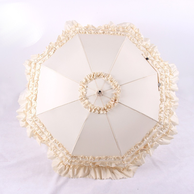 Ivory Ruffles Wedding Umbrella