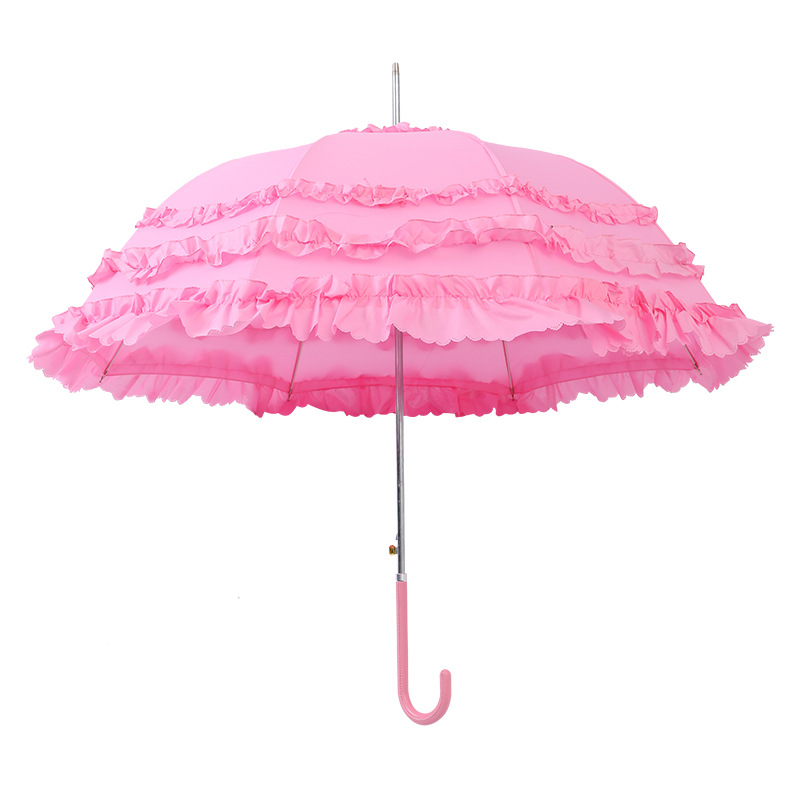 Pink Umbrella with 3 Frills Ruffles Lolita Cosplay