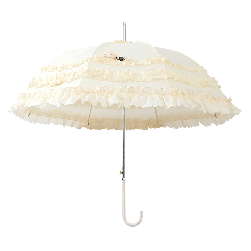 Ivory Umbrella with 3 Frills Ruffles Lolita Cosplay
