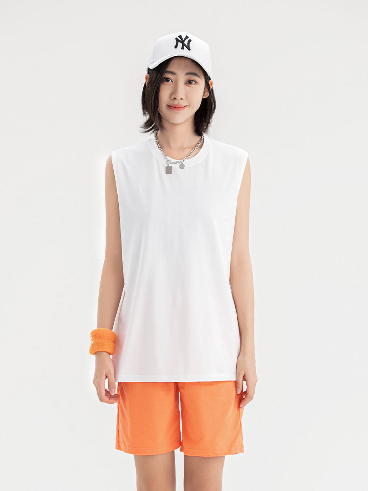 pure 100% combed cotton sleeveless T-shirt men's women's tank top crew neck pure 100% combed cotton sleeveless T-shirt men's women's tank top crew neck