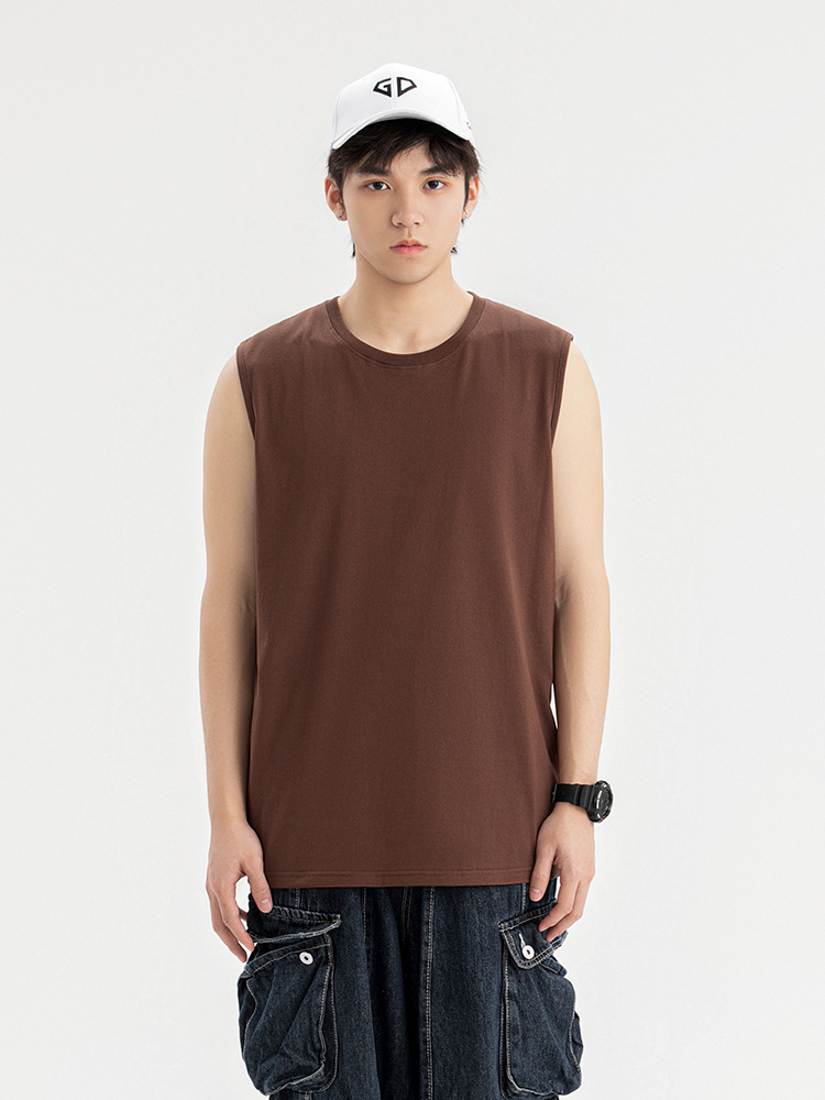pure 100% combed cotton sleeveless T-shirt men's women's tank top crew neck pure 100% combed cotton sleeveless T-shirt men's women's tank top crew neck
