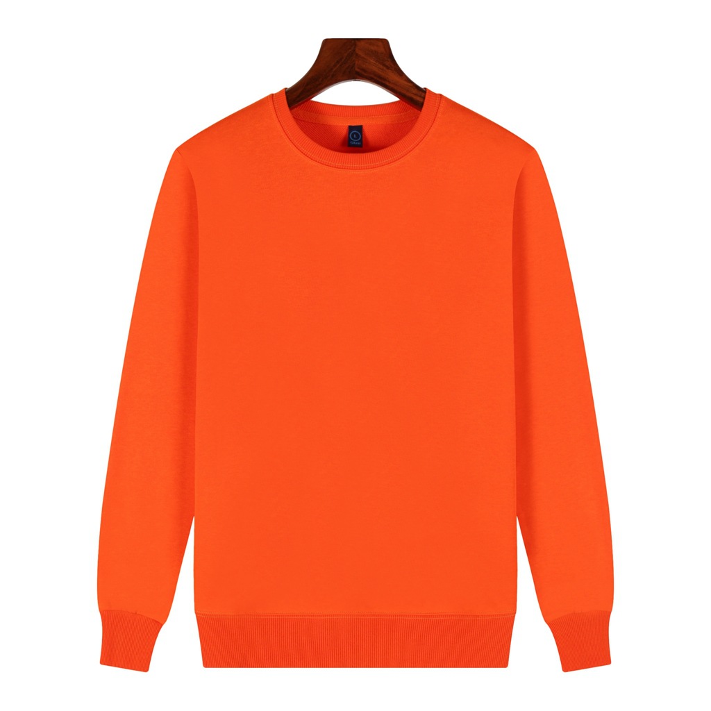 pure 100% cotton sweatshirt long sleeve crew neck orange