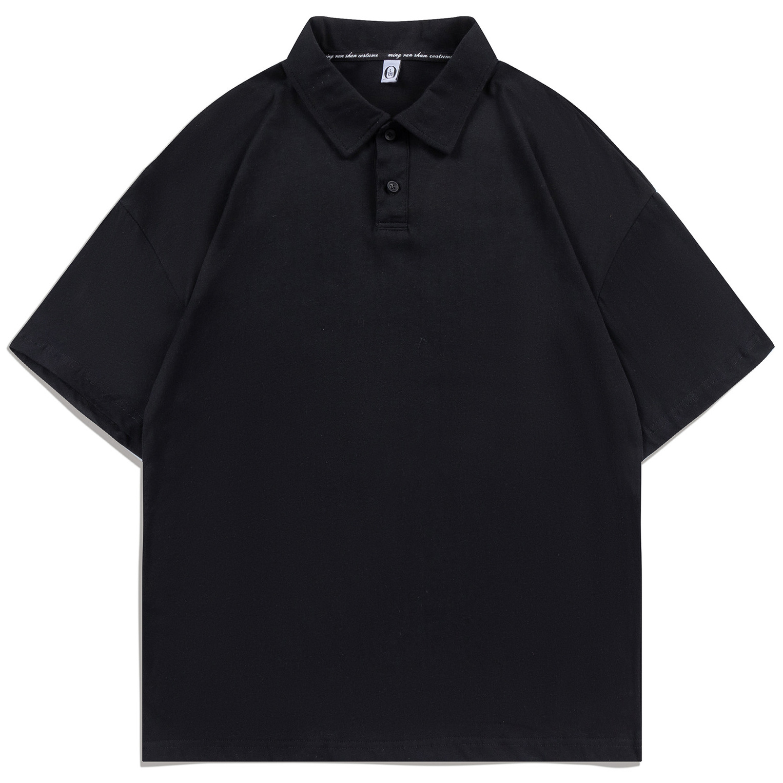 pure 100% combed cotton drop shoulder polo shirt kids black pure 100% combed cotton drop shoulder polo shirt kids black