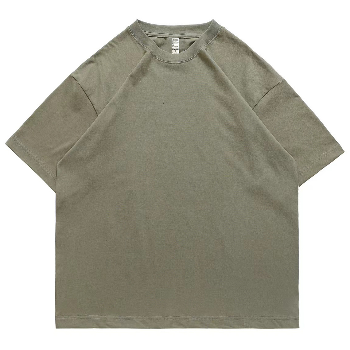 pure 100% cotton T-shirt oversized drop shoulder heavyweight Army Green pure 100% cotton T-shirt oversized drop shoulder heavyweight Army Green