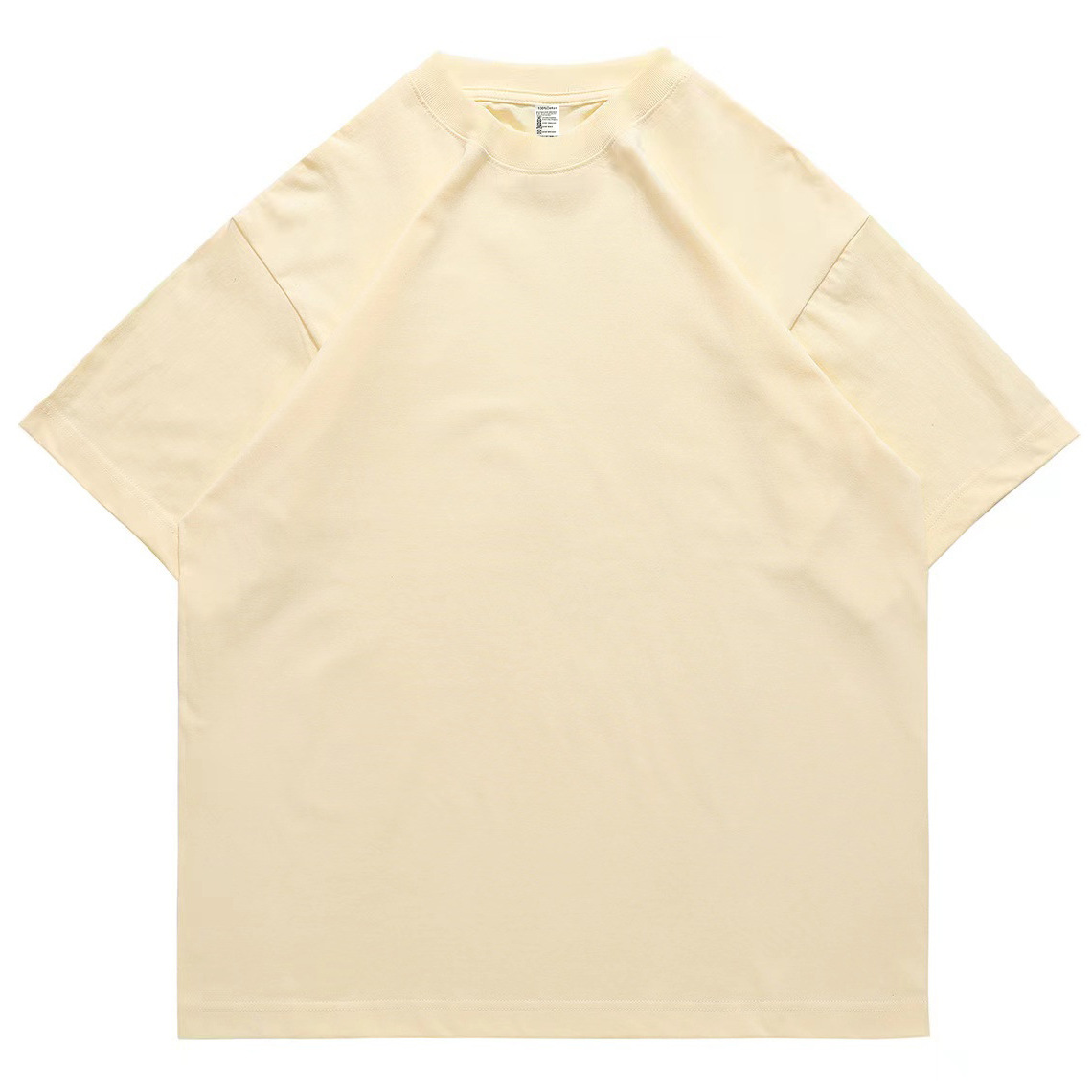 pure 100% cotton T-shirt oversized drop shoulder heavyweight Beige pure 100% cotton T-shirt oversized drop shoulder heavyweight Beige