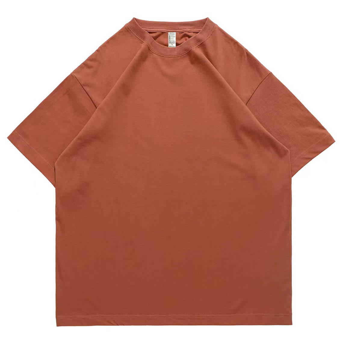 pure 100% cotton T-shirt oversized drop shoulder heavyweight Brick Red pure 100% cotton T-shirt oversized drop shoulder heavyweight Brick Red