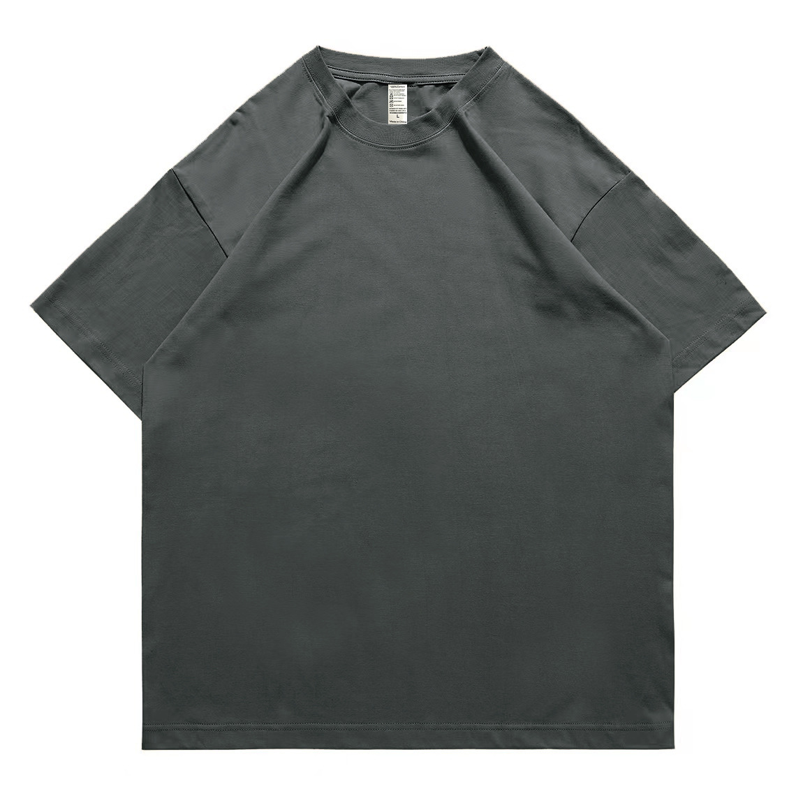 pure 100% cotton T-shirt oversized drop shoulder heavyweight Dark Gray pure 100% cotton T-shirt oversized drop shoulder heavyweight Dark Gray