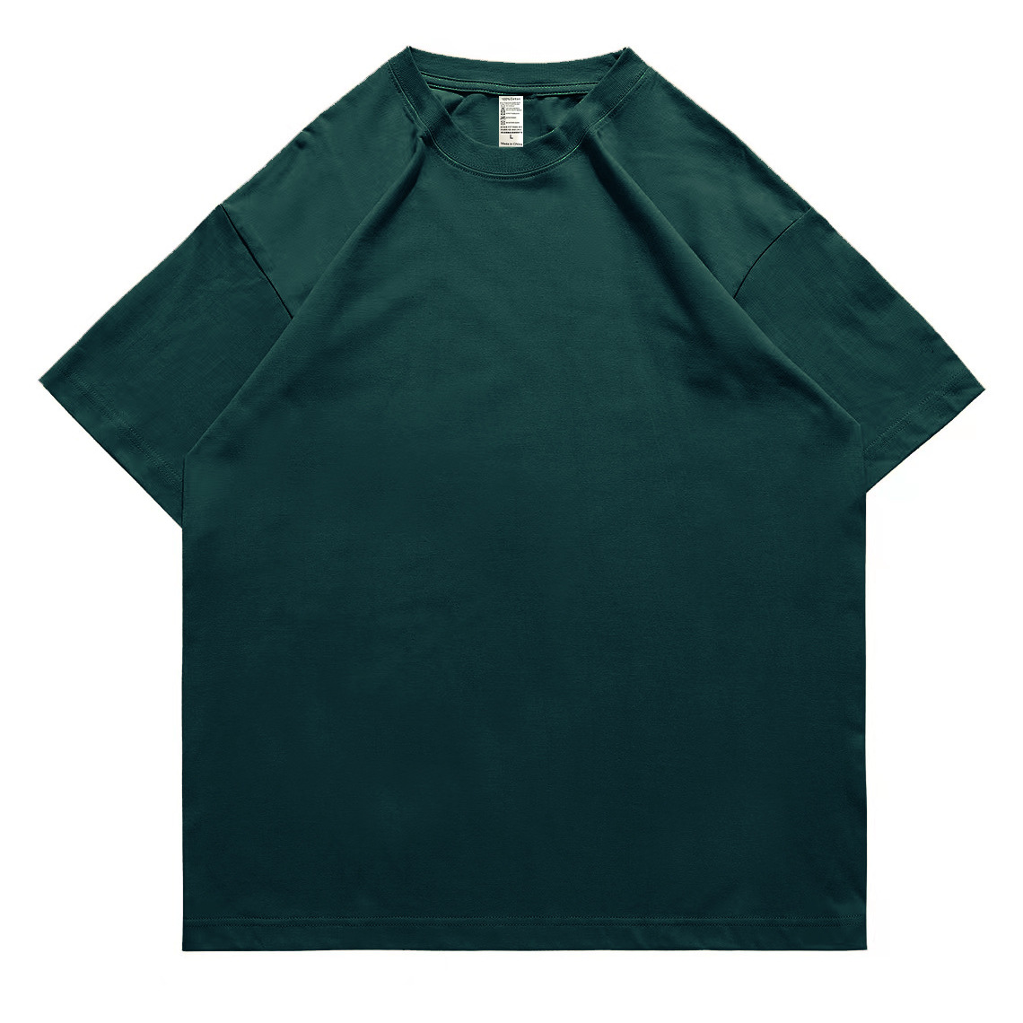pure 100% cotton T-shirt oversized drop shoulder heavyweight dark green pure 100% cotton T-shirt oversized drop shoulder heavyweight dark green