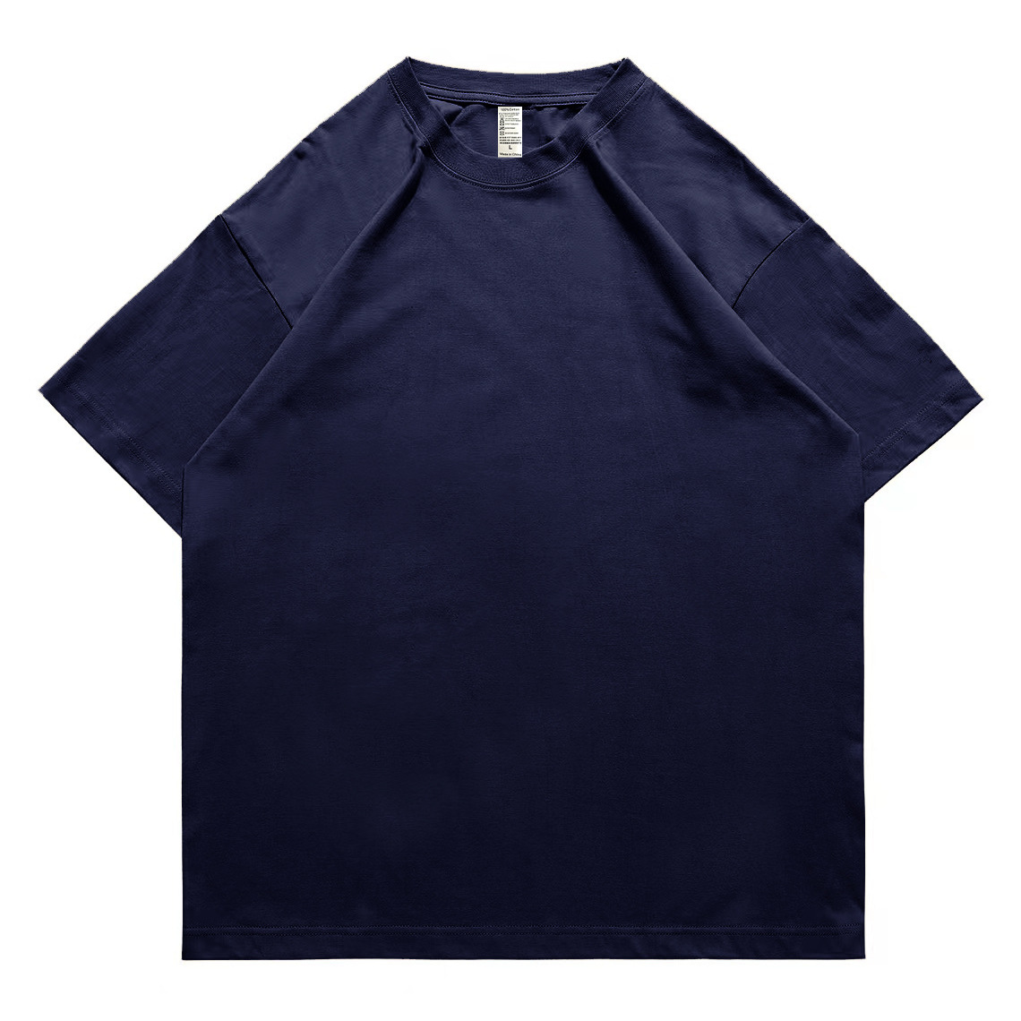 pure 100% cotton T-shirt oversized drop shoulder heavyweight navy blue pure 100% cotton T-shirt oversized drop shoulder heavyweight navy blue