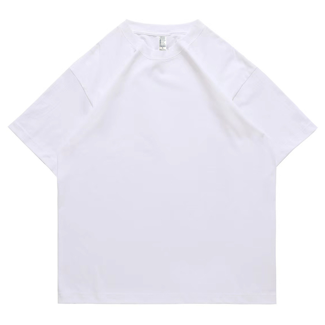 pure 100% cotton T-shirt oversized drop shoulder heavyweight White pure 100% cotton T-shirt oversized drop shoulder heavyweight White