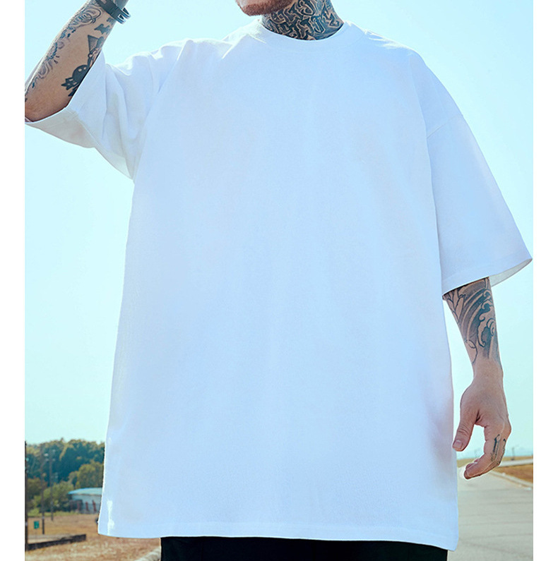 pure 100% cotton T-shirt oversized drop shoulder heavyweight white pure 100% cotton T-shirt oversized drop shoulder heavyweight white