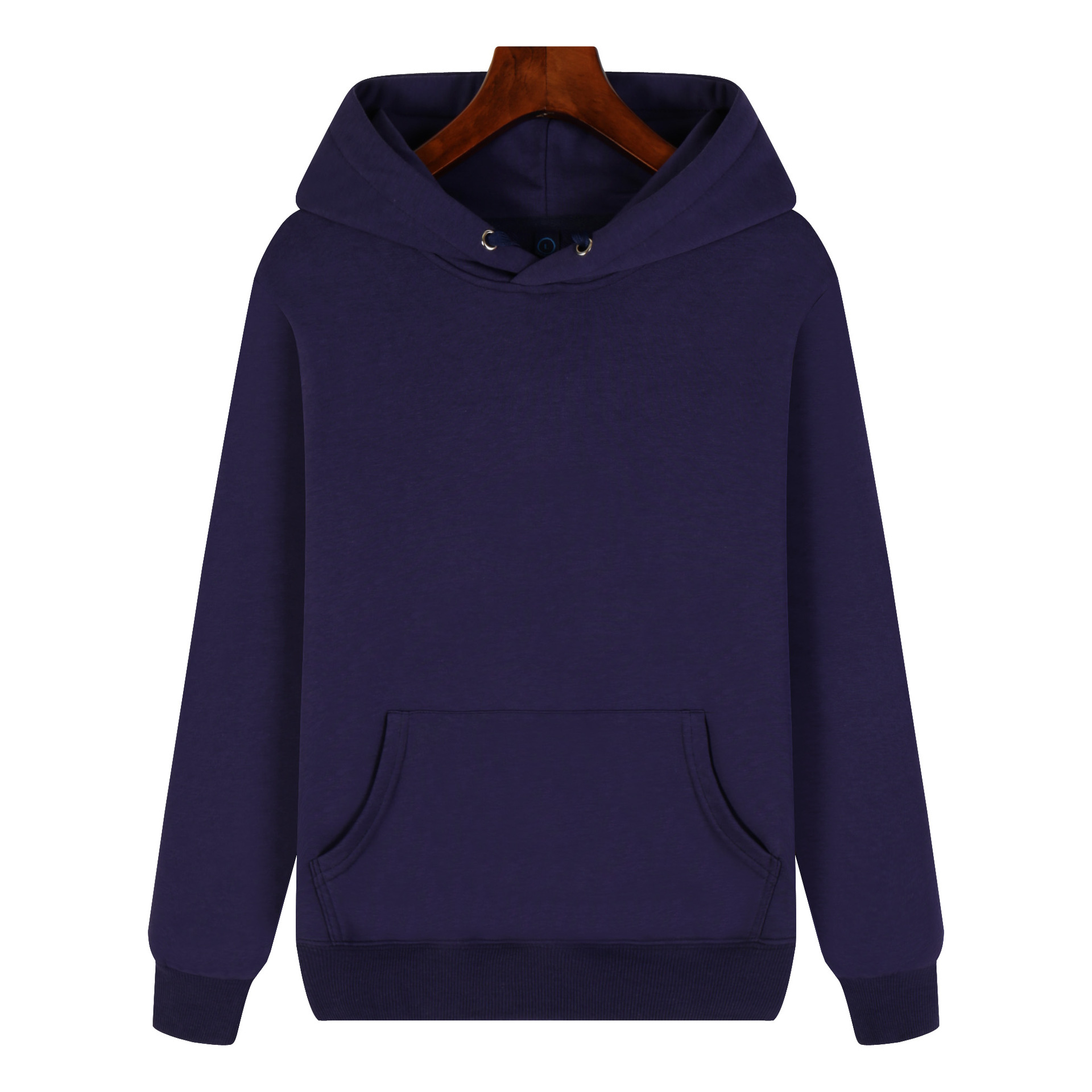 navy blue pure 100% cotton pullover hoodie kangaroo pocket long sleeve sweatshirt