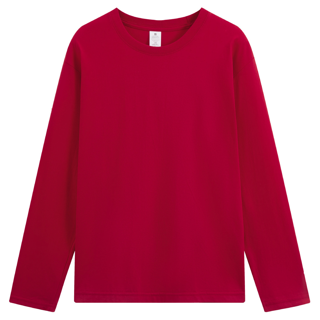 pure 100% combed cotton T-shirt long sleeve crew neck dark red pure 100% combed cotton T-shirt long sleeve crew neck dark red