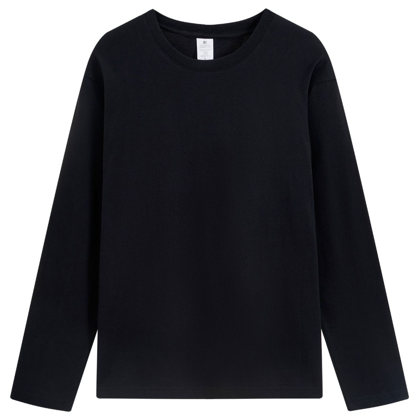 pure 100% combed cotton T-shirt long sleeve crew neck black pure 100% combed cotton T-shirt long sleeve crew neck black