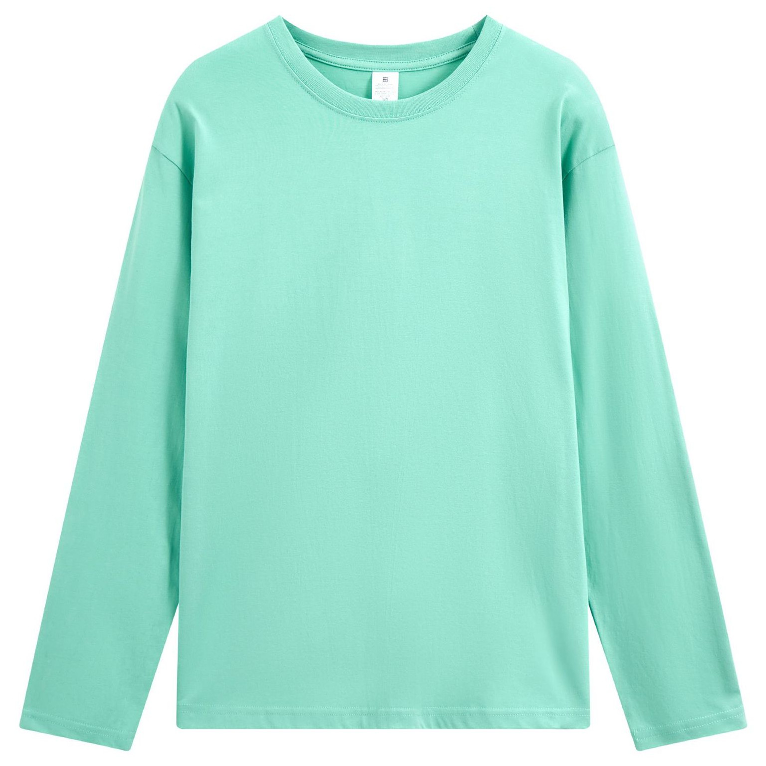 pure 100% combed cotton T-shirt long sleeve crew neck Mint Green pure 100% combed cotton T-shirt long sleeve crew neck Mint Green