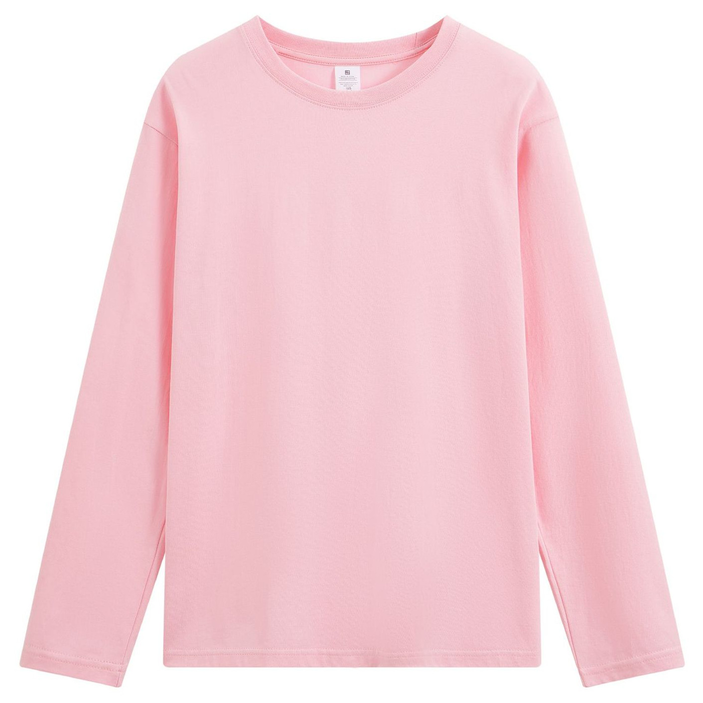 pure 100% combed cotton T-shirt long sleeve crew neck pink pure 100% combed cotton T-shirt long sleeve crew neck pink