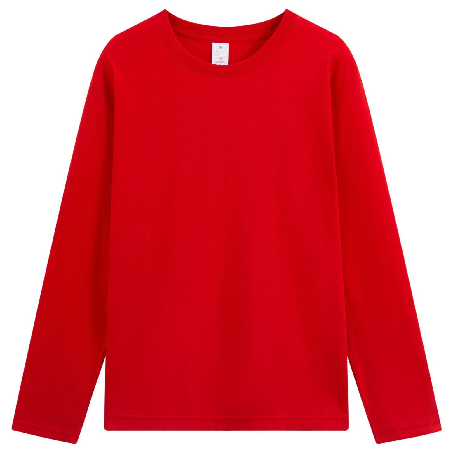 pure 100% combed cotton T-shirt long sleeve crew neck red pure 100% combed cotton T-shirt long sleeve crew neck red