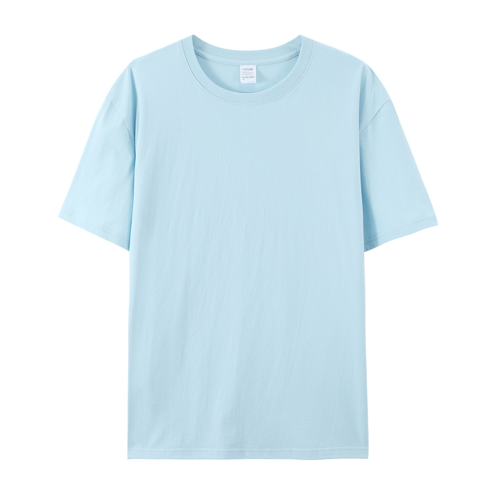 pure 100% cotton kids T-shirt light blue short sleeve crew neck pure 100% cotton kids T-shirt light blue short sleeve crew neck