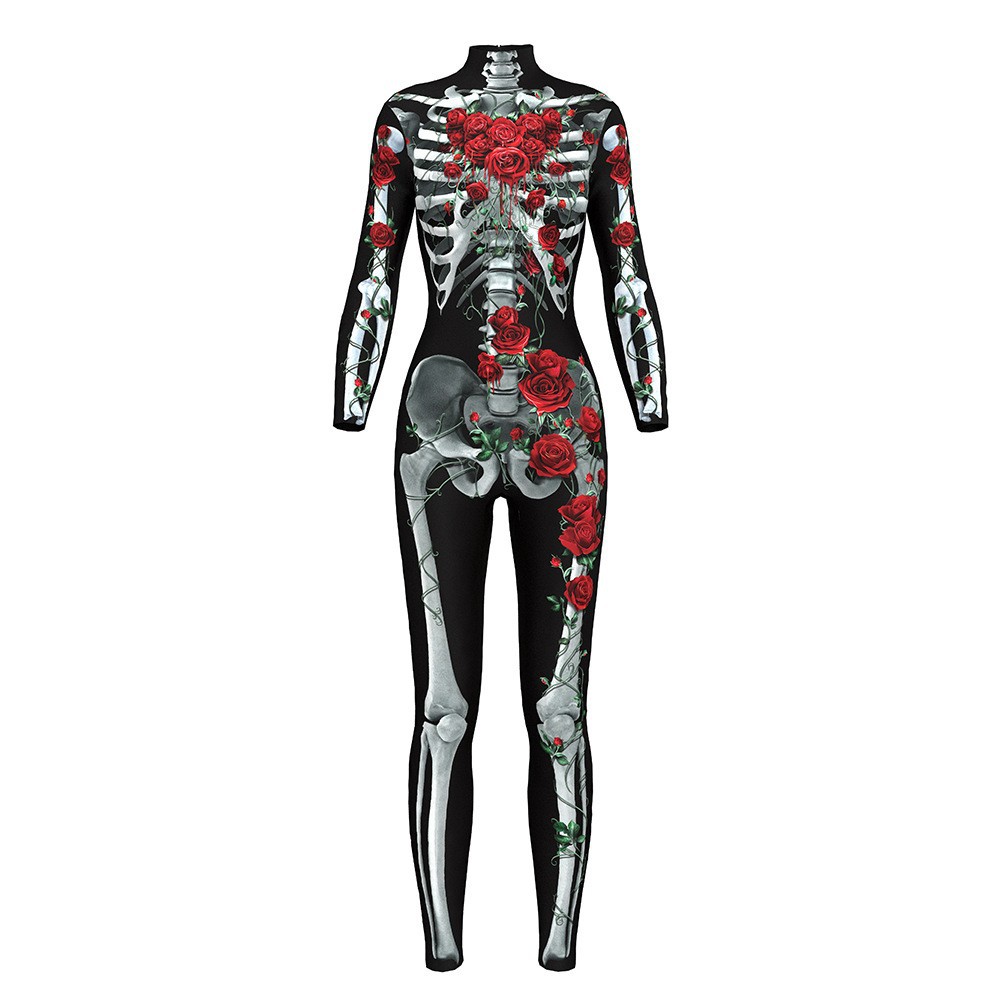 women's costume bodysuit full body catsuit cosplay tights Skeleton Rose