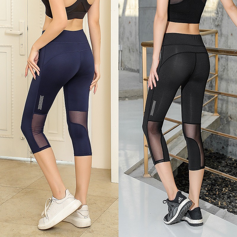 cropped mesh workout leggings butt lifting high waist yoga sports pants wholesale