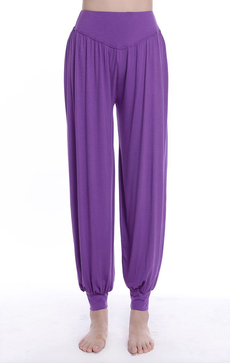 violet loose soft yoga bloomers pants belly dance casual lantern slacks wholesale
