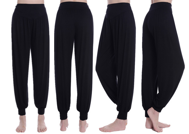 black loose soft yoga bloomers pants belly dance casual lantern slacks wholesale