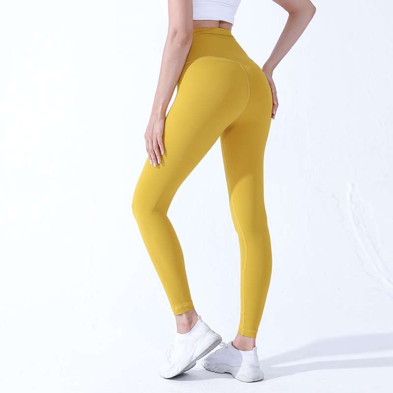 yellow naked feeling yoga workout gym leggings high waist wholesale