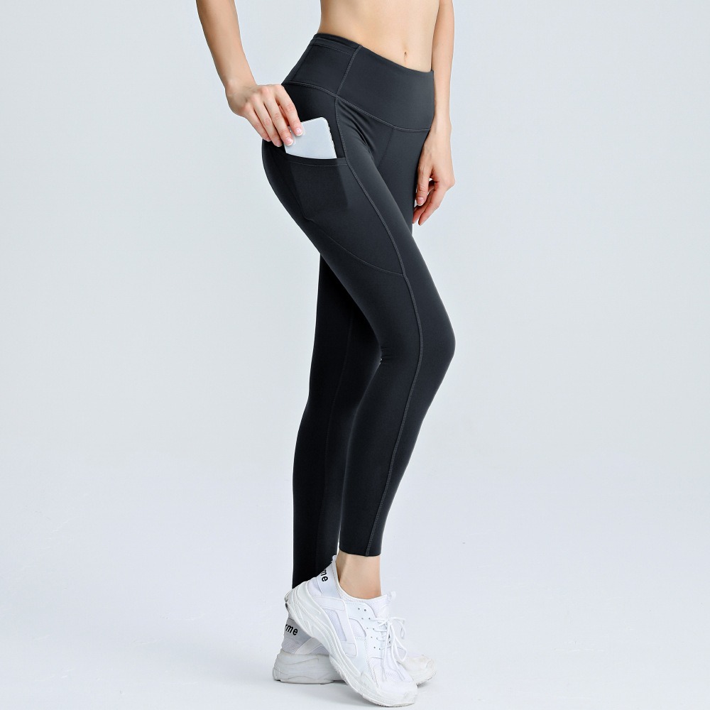 black running leggings with phone pockets yoga pants gym workout