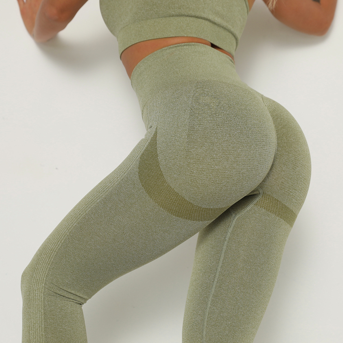 army green seamless yoga leggings high waist gym pants