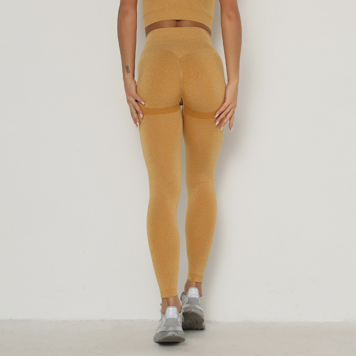 yellow seamless yoga leggings high waist gym pants