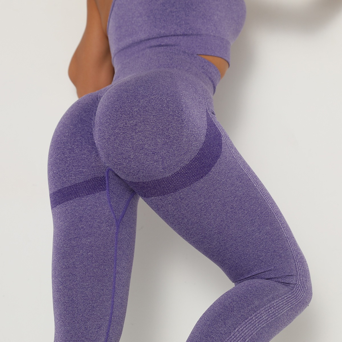 purple seamless yoga leggings high waist gym pants