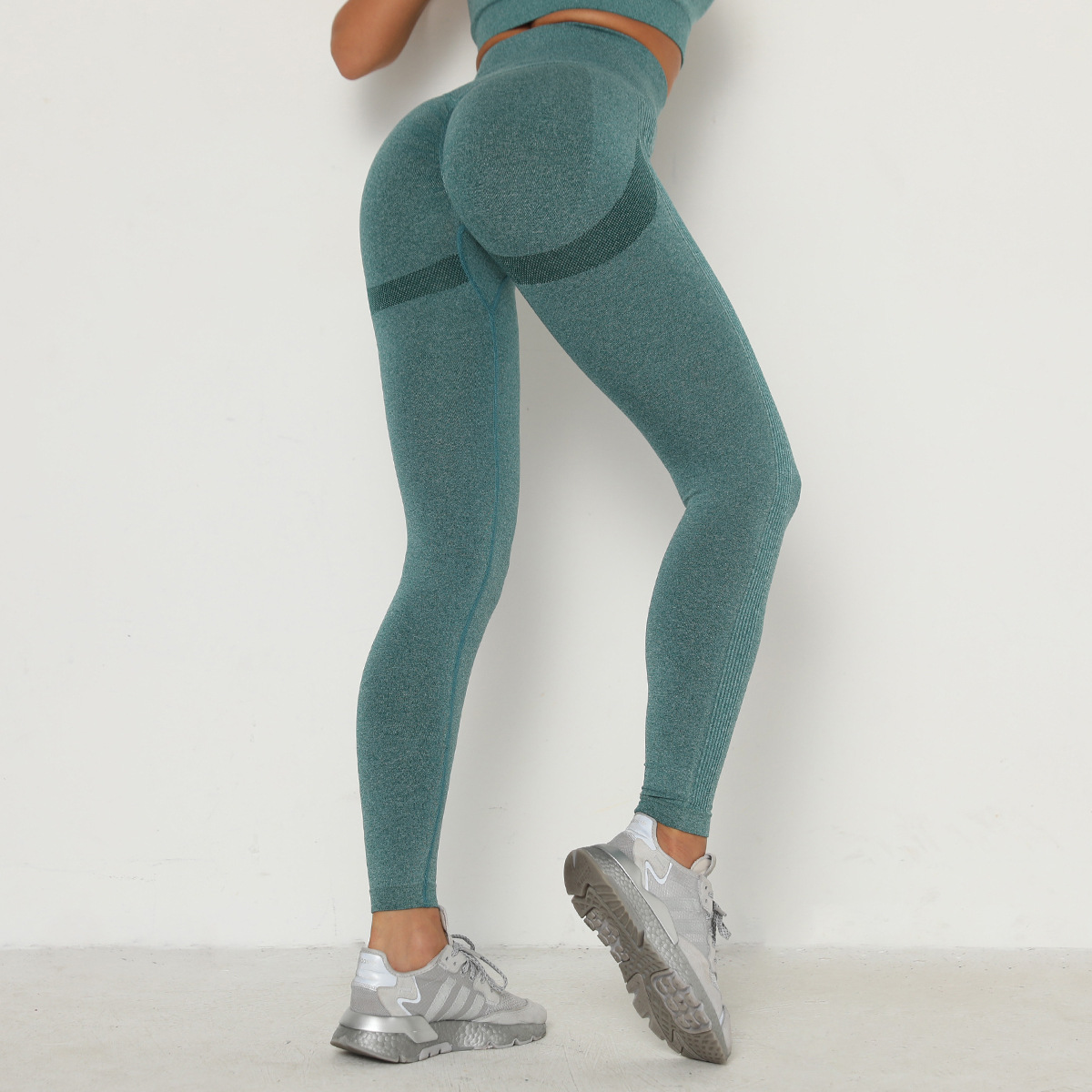 green seamless yoga leggings high waist gym pants