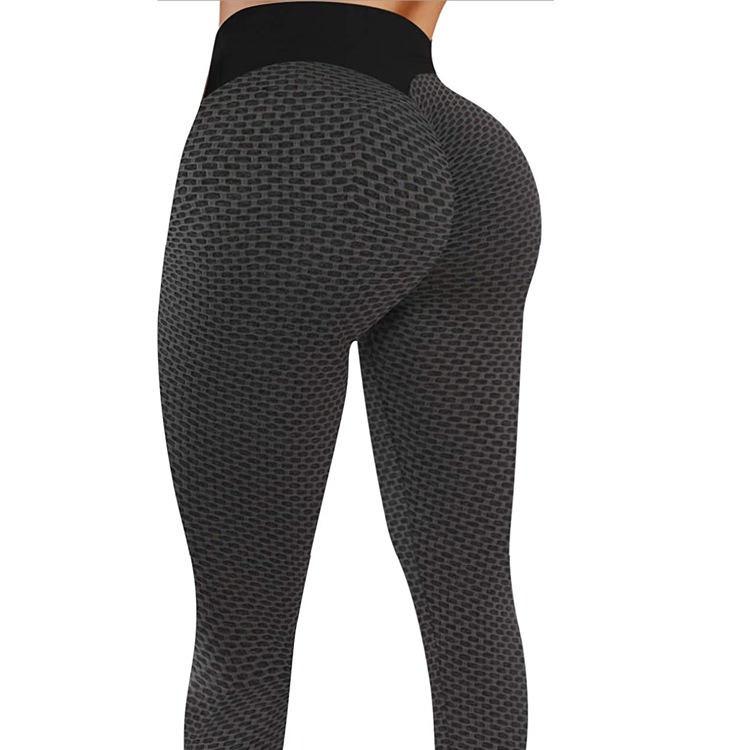 black TikTok leggings honeycomb butt lifting high waist yoga sports pants wholesale