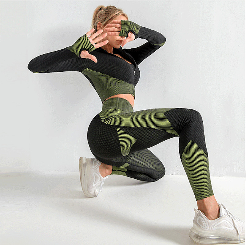 workout outfit set tracksuit crop top leggings yoga clothes wholesale